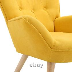 Retro Wing Back Armchair Fabric Upholstered Living Room Fireside Accent Chair