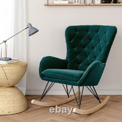 Rocking Chair Armchair Wing Back Accent Lounge Relaxing Chair For Living Room