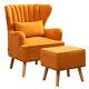 Shell Wing Back Recliner Chair Velvet Fireside Occasional Armchair Withfootstool