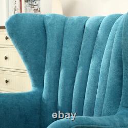 Scallop Shell Wing Back Armchair Fireside Sofa Lazy Lounger with Footrest Stool