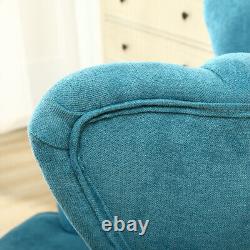 Scallop Shell Wing Back Armchair Fireside Sofa Lazy Lounger with Footrest Stool