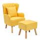 Scallop Stripe Back Armchair Wing Back Chair Fireside Sofa & Footstool & Pillow