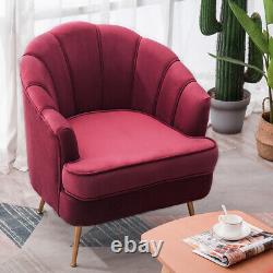 Scalloped Back Wing Chair Velvet Fabric Tub Chair Fireside Armchair Lounge Sofa