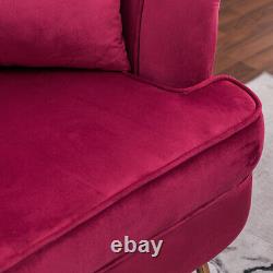 Scalloped Back Wing Chair Velvet Fabric Tub Chair Fireside Armchair Lounge Sofa