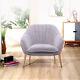Scalloped Wing Back Armchair Chenille Fabric Chair Fireside Livingroom Sofa Grey