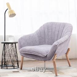 Scalloped Wing Back Armchair Chenille Fabric Chair Fireside Livingroom Sofa Grey