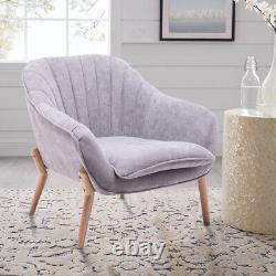 Scalloped Wing Back Armchair Chenille Fabric Chair Fireside Livingroom Sofa Grey