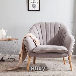 Scalloped Wing Back Armchair Chenille Fabric Chair Fireside Livingroom Sofa Grey