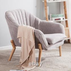 Scalloped Wing Back Armchair Chenille Fabric Chair Fireside Livingroom Sofa Grey