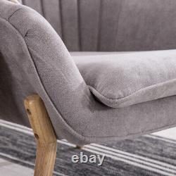 Scalloped Wing Back Armchair Chenille Fabric Chair Fireside Livingroom Sofa Grey