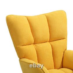 Scandinavian Armchair Wing Back Recliner Rocking Chair Cube Fabric Upholstered