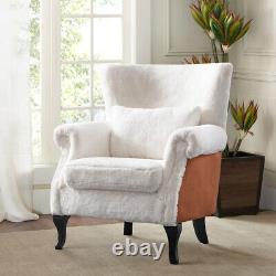 Shaggy Fluffy Upholstered Armchair Suede Patchwork Wing Back Chair Fireside Sofa
