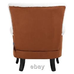 Shaggy Fluffy Upholstered Armchair Suede Patchwork Wing Back Chair Fireside Sofa