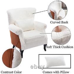 Shaggy Fluffy Upholstered Armchair Suede Patchwork Wing Back Chair Fireside Sofa