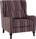 Sherborne Fireside Chair Upholstered In Burgundy Stripe Fabric Wooden Legs