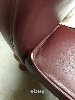 Sherborne Wing Back Queen Anne Legs Red Leather Fire Side Chair