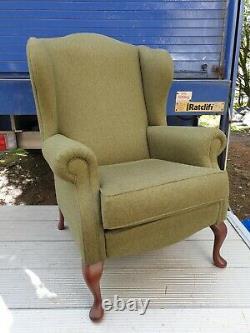 Sherbourne Tweed Effect Chenille Green Armchair Fireside Chair Wingback