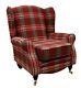 Sherlock Wingback Fireside High Back Armchair Balmoral Check Red Lounge Fabric