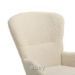 Sherpa Upholstered Rocking Chair Armchair Wing Back Sofa Bedroom Fireside Lounge