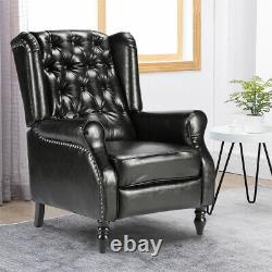 Single Black PU Leather Wing Back Recliner Armchair Fireside Sofa Living Room
