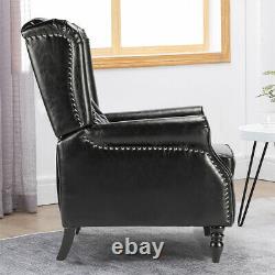 Single Black PU Leather Wing Back Recliner Armchair Fireside Sofa Living Room
