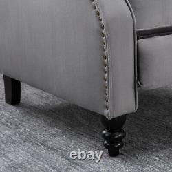 Single Grey Velvet Wing Back Recliner Armchair Fireside Sofa Chair Living Room