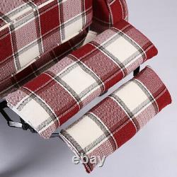 Single Red Check Wing Back Recliner Armchair Fireside Sofa Chair Linen Fabric