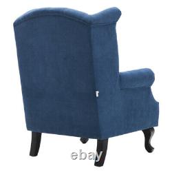 Sky Blue Chesterfield Queen Anne High Wing Back Fireside Tub Armchair Chair Seat