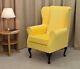Small High Wing Back Fireside Chair Lemon Cambio Fabric Seat Easy Armchair Uk