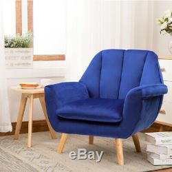 Small Single Seat Sofa Velvet Fabric Tub WingBack Chair Fireside Lounge Armchair