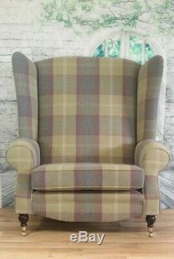 Snuggle Fireside Chair EXTRA WIDE & EXTRA TALL -Balmoral Pistashio Dark Legs