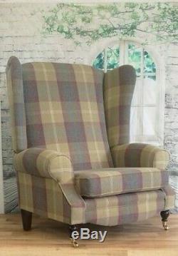 Snuggle Fireside Chair EXTRA WIDE & EXTRA TALL -Balmoral Pistashio Dark Legs