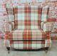 Snuggle Wing Back Cottage Fireside Chair Extra Wide Balmoral Orange/rust Tartan
