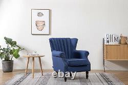 Soft Fabric Linen Vintage Wingback Scallop Armchair Tub Chair Sofa Fireside Home