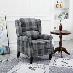 Soft Warm Reclining Wing Back Recliner Chair Fabric Fireside Armchair Lounge Uk