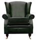 Southwold Fireside High Back Wing Armchair Antique Green Leather