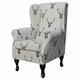 Stag Wingback Fireside Armchair Chair In Designer Charcoal Deer Fabric