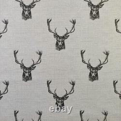 Stag Wingback Fireside Armchair Chair in Designer Charcoal Deer Fabric