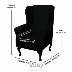 Stag Wingback Fireside Armchair Chair in Designer Charcoal Deer Fabric