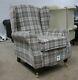 Stamford Fireside Checked High Back Wing Chair Beige Check Tartan Fabric
