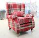 Stamford Fireside Checked High Back Wing Chair Red Check Tartan Fabric