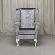 Standard Wingback Fireside Queen Anne Armchair In Bling Pewter Fabric