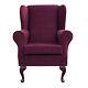 Standard Wingback Fireside Queen Anne Armchair In Boucle Claret Fabric