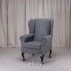 Standard Wingback Fireside Queen Anne Armchair in Como Charcoal Fabric