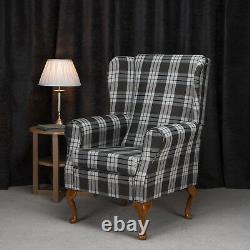 Standard Wingback Fireside Queen Anne Armchair in Kintyre Charcoal Fabric