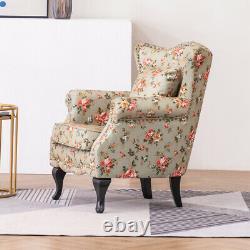 Studs Wing Back Fabric Accent Chair Chesterfield Fireside Queen Anne Armchair UK