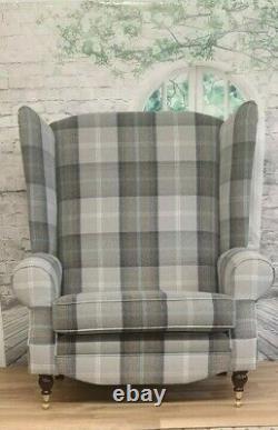 Sunggle Fireside Chair EXTRA WIDE & EXTRA TALL Balmoral Oxford Blue Dark Legs