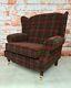 Sunggle Wing Back Cottage Fireside Chair Extra Wide Lana Red Tartan