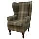 Tartan Brown High Back Armchair Fireside Large Chair Sophie Chocolate Fabric