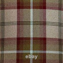 Tartan Brown Wingback Armchair Fireside Chair in Check Balmoral Mulberry Fabric